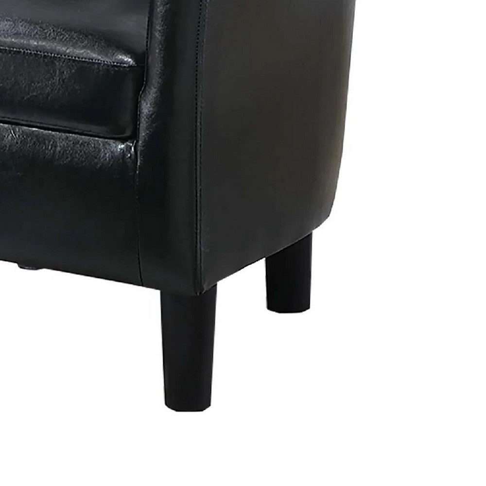 Beua 2pc Accent Chair & Ottoman Set | Black Faux Leather | Foam Cushions BM341032