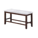 Counter Hight Dining Bench | White Fabric | Walnut Brown Wood | 46" Foam Seat
