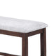 Counter Hight Dining Bench | White Fabric | Walnut Brown Wood | 46" Foam Seat