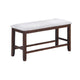 Counter Hight Dining Bench | White Fabric | Walnut Brown Wood | 46" Foam Seat