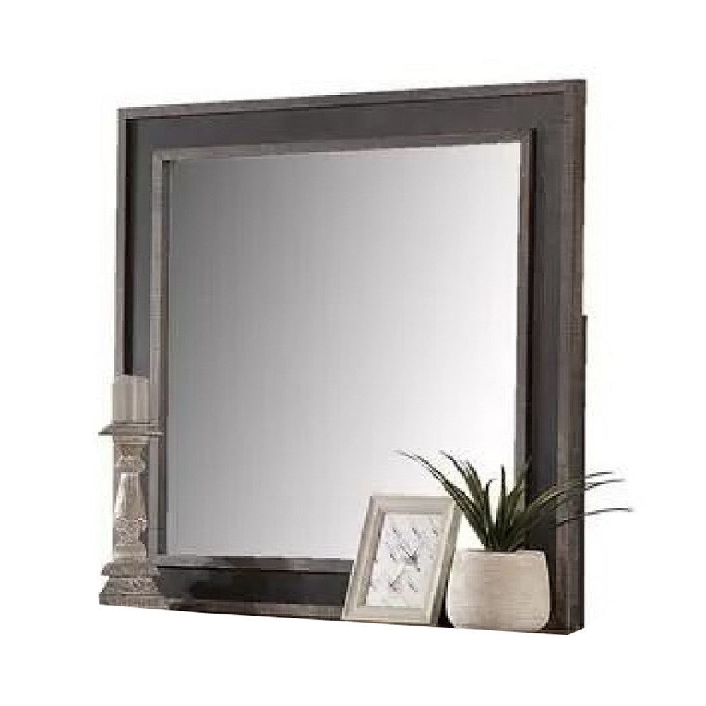 Dresser Mirror | Rustic Brown & Charcoal Gray Wood Frame | 36’’ BM341034