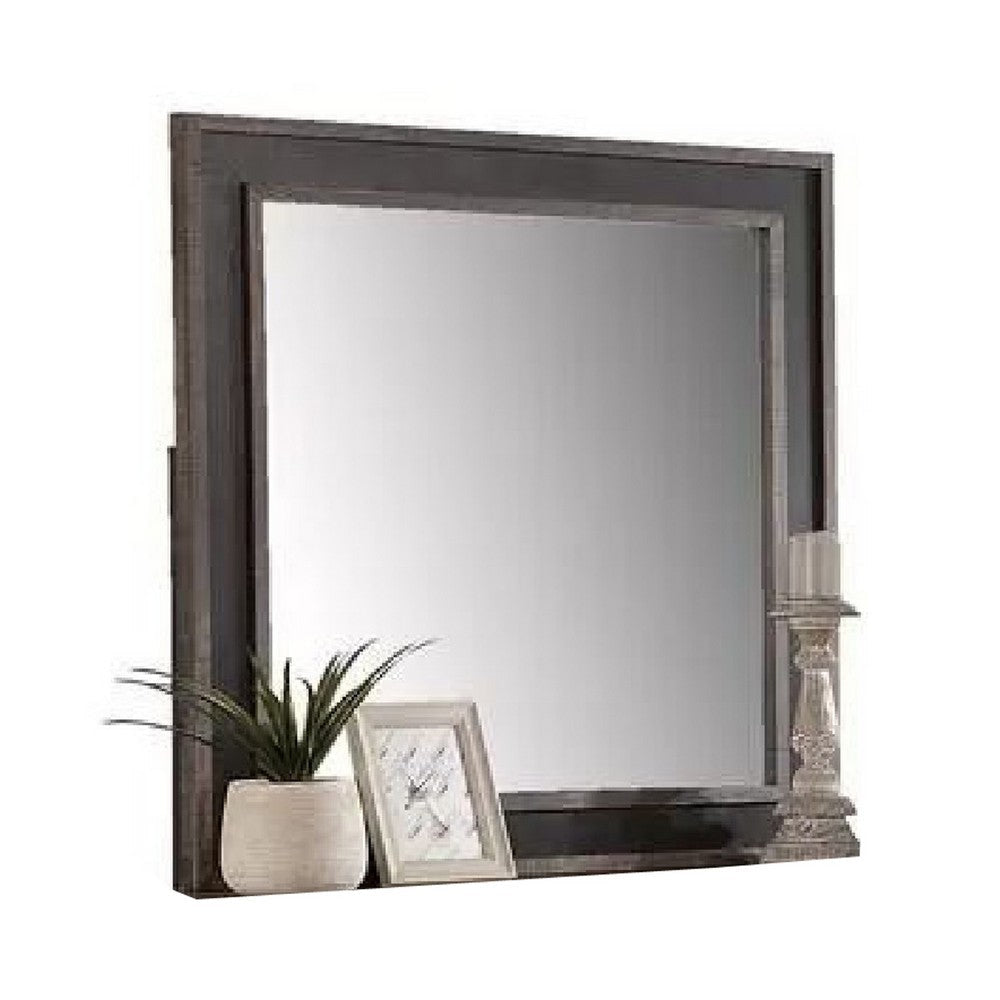 Dresser Mirror | Rustic Brown & Charcoal Gray Wood Frame | 36’’ BM341034