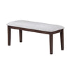 Dining Bench | White Fabric Walnut Brown Rubberwood | 46" Foam Seat