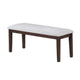 Dining Bench | White Fabric Walnut Brown Rubberwood | 46" Foam Seat