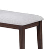 Dining Bench | White Fabric Walnut Brown Rubberwood | 46" Foam Seat
