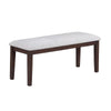 Dining Bench | White Fabric Walnut Brown Rubberwood | 46" Foam Seat