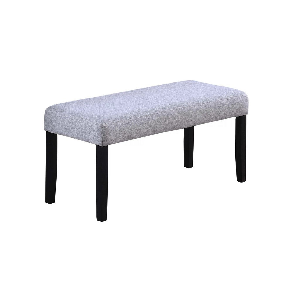 Arun Dining Bench | 41" Charcoal Gray Fabric | Black Rubberwood