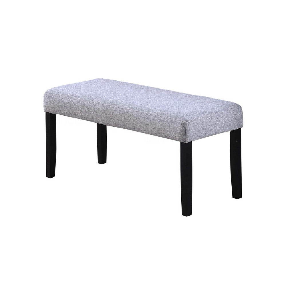 Arun Dining Bench | 41" Charcoal Gray Fabric | Black Rubberwood