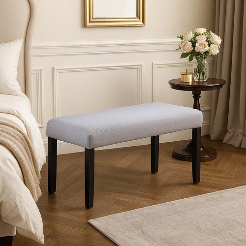 Arun Dining Bench | 41" Charcoal Gray Fabric | Black Rubberwood