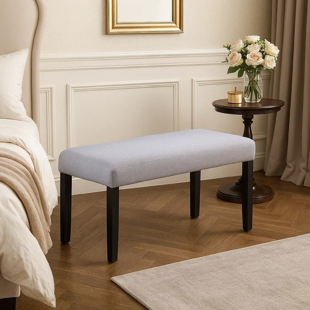 Arun Dining Bench | 41" Charcoal Gray Fabric | Black Rubberwood