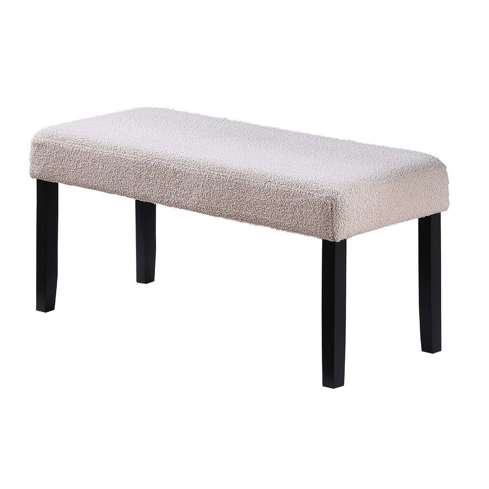 Arun Dining Bench | Beige Fabric | Black Rubberwood | 41" Foam Seat