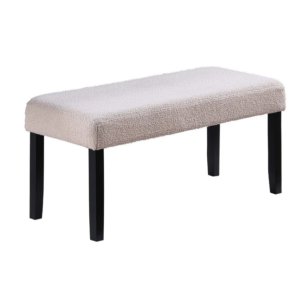 Arun Dining Bench | Beige Fabric | Black Rubberwood | 41" Foam Seat