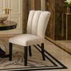 Dining Side Chair Set of 2 | Foam Cushioned Beige Fabric | Black Wood