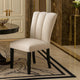 Dining Side Chair Set of 2 | Foam Cushioned Beige Fabric | Black Wood