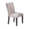 Dining Side Chair Set of 2 | Foam Cushioned Beige Fabric | Black Wood