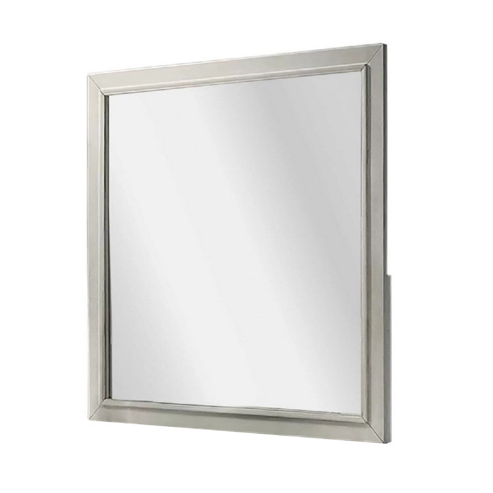 Dresser Mirror | Subtle Antique White Rubberwood | Square 40’’ BM341039