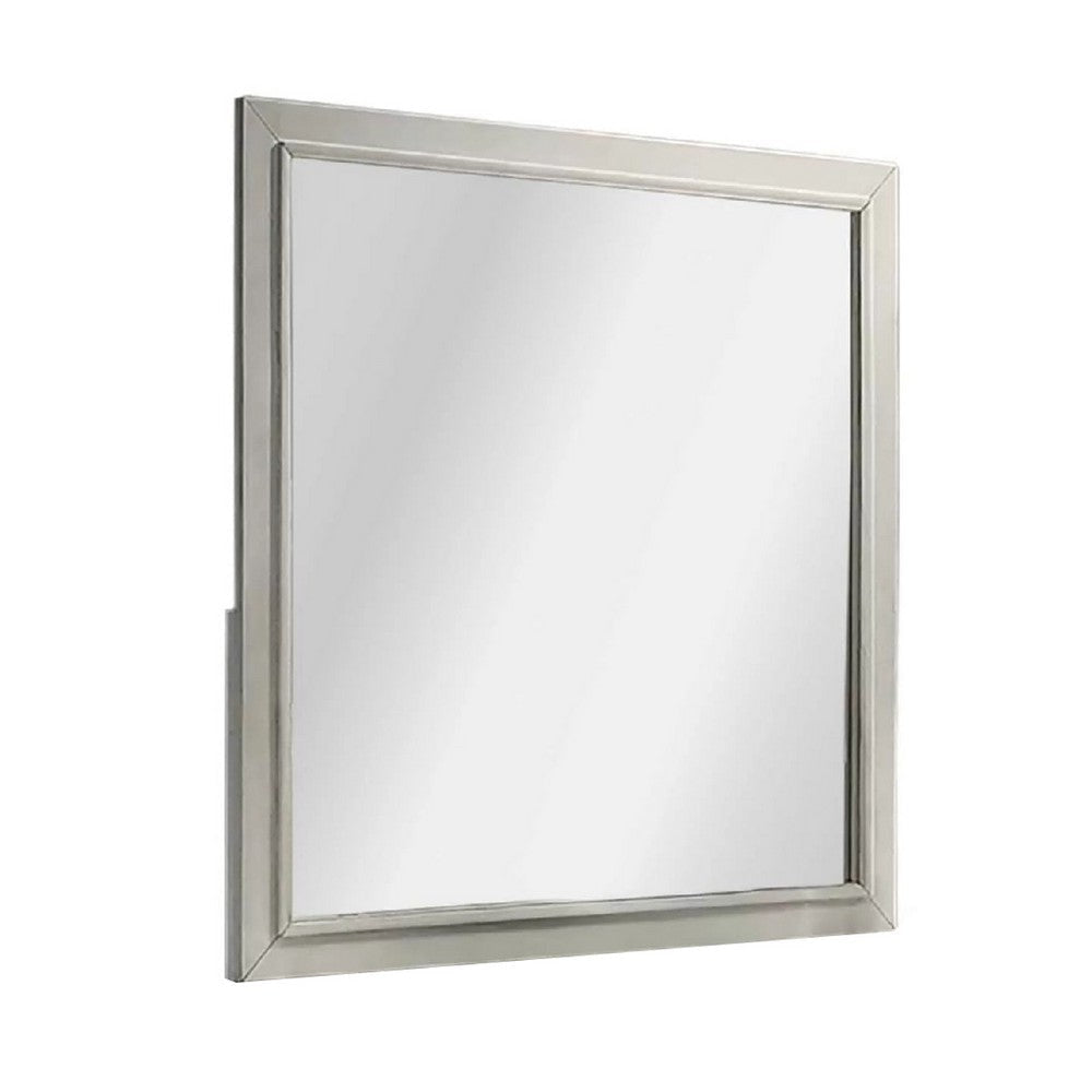 Dresser Mirror | Subtle Antique White Rubberwood | Square 40’’ BM341039