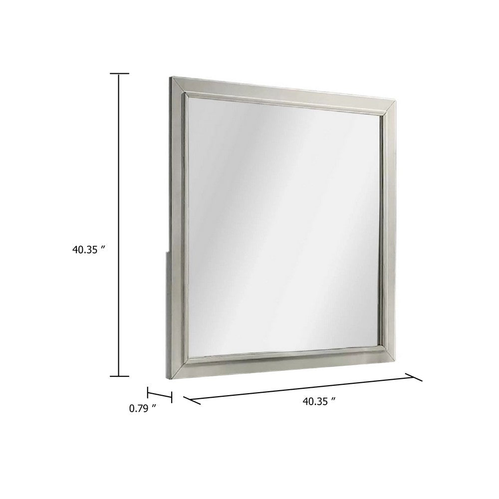 Dresser Mirror | Subtle Antique White Rubberwood | Square 40’’ BM341039