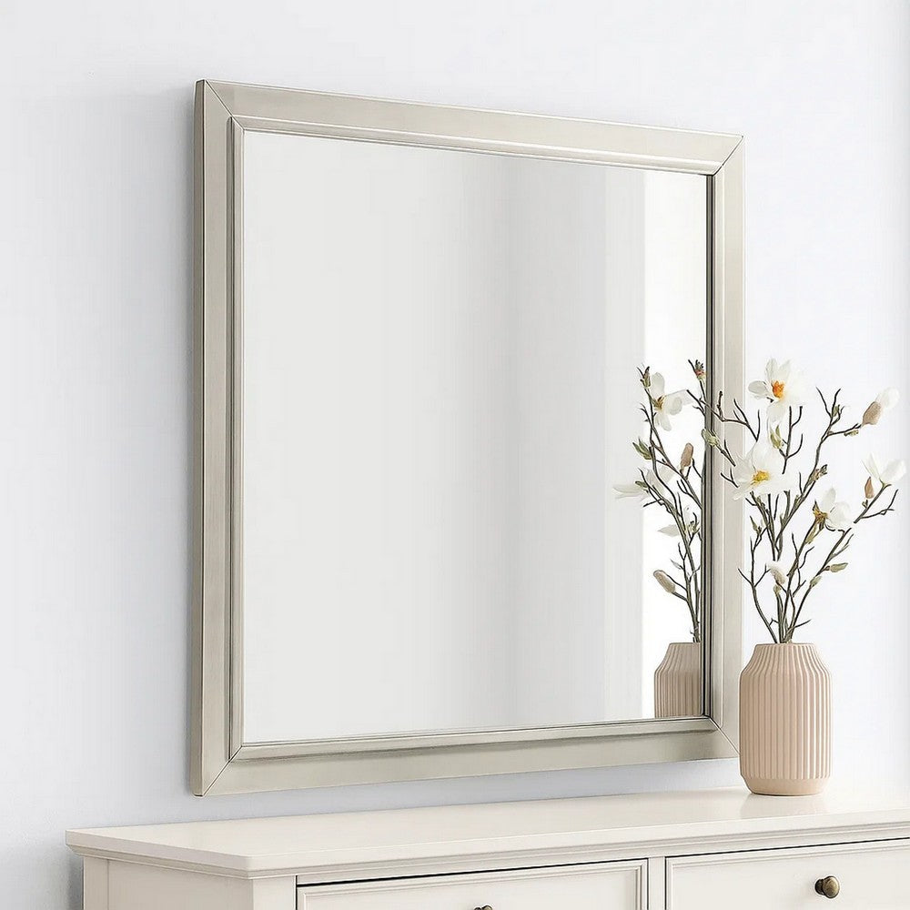 Dresser Mirror | Subtle Antique White Rubberwood | Square 40’’ BM341039