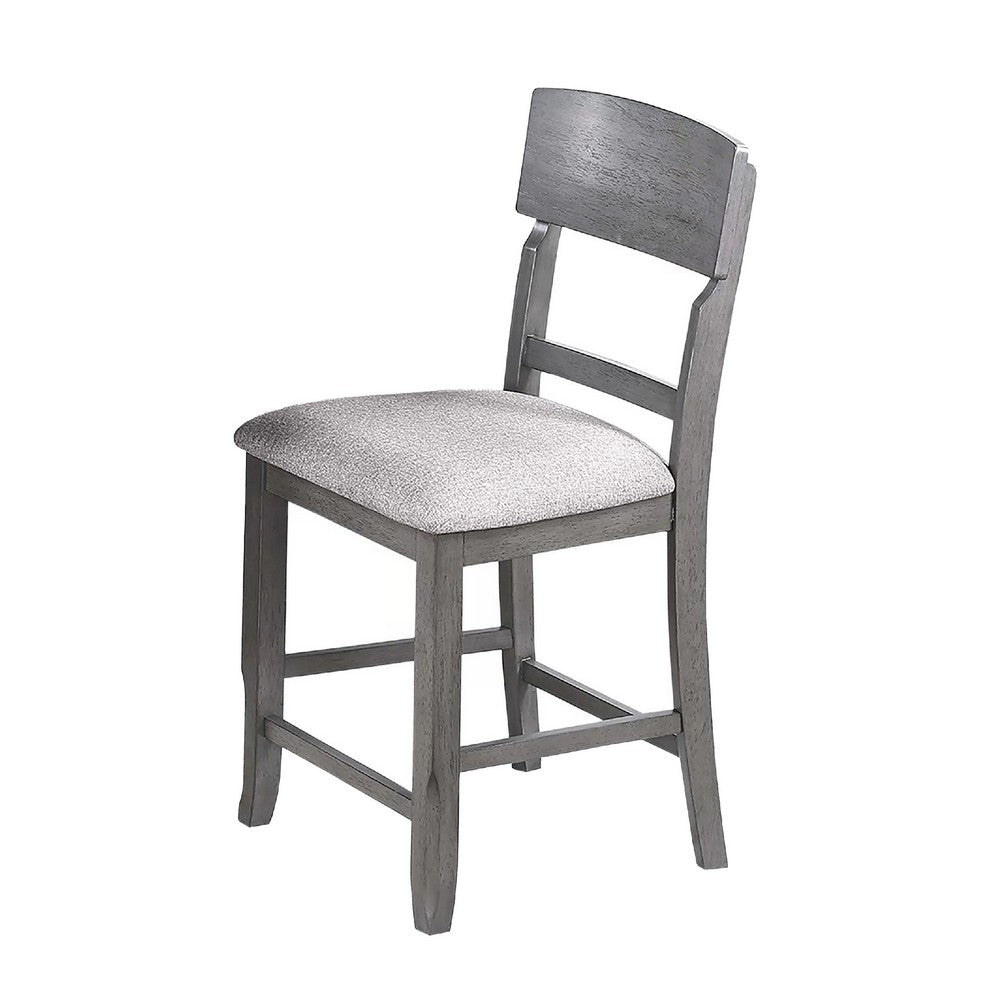 Keyan Counter Height Chair Set of 2 | Foam Gray Fabric Seat | Wood