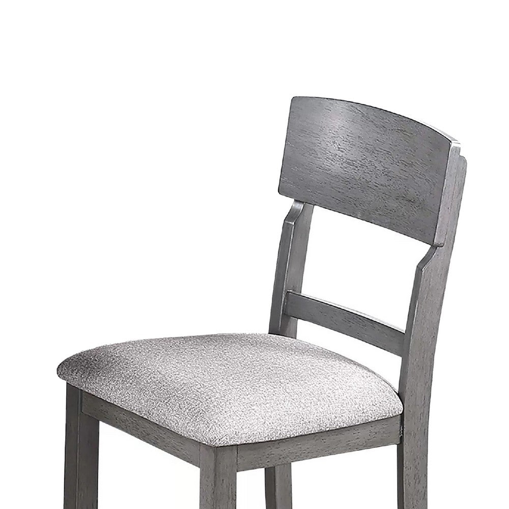 Keyan Counter Height Chair Set of 2 | Foam Gray Fabric Seat | Wood