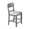 Keyan Counter Height Chair Set of 2 | Foam Gray Fabric Seat | Wood