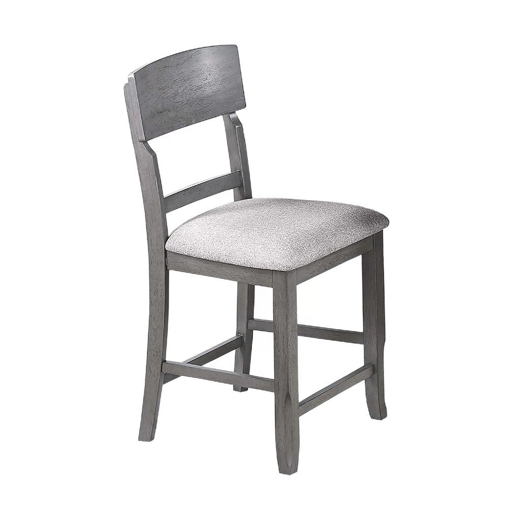 Keyan Counter Height Chair Set of 2 | Foam Gray Fabric Seat | Wood