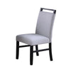 Dining Side Chair Set of 2 | Charcoal Gray Fabric Foam Seat | Black Rubberwood