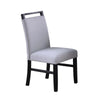 Dining Side Chair Set of 2 | Charcoal Gray Fabric Foam Seat | Black Rubberwood