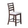 Rosanna Counter Height Chairs Set of 2 | White Fabric Foam Seat | Walnut Brown Wood