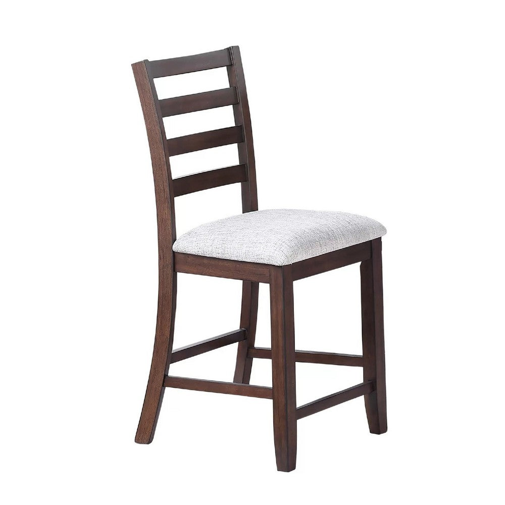 Rosanna Counter Height Chairs Set of 2 | White Fabric Foam Seat | Walnut Brown Wood