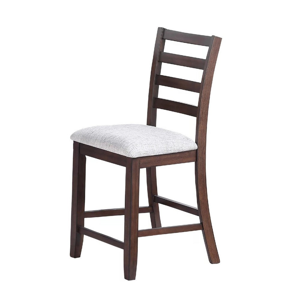 Rosanna Counter Height Chairs Set of 2 | White Fabric Foam Seat | Walnut Brown Wood