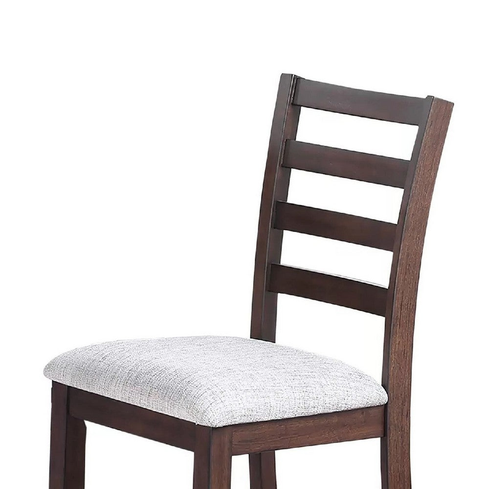 Rosanna Counter Height Chairs Set of 2 | White Fabric Foam Seat | Walnut Brown Wood