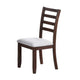 Rosanna Dining Chair Set of 2 | White Fabric Foam Seat | Walnut Brown Rubberwood
