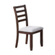 Rosanna Dining Chair Set of 2 | White Fabric Foam Seat | Walnut Brown Rubberwood