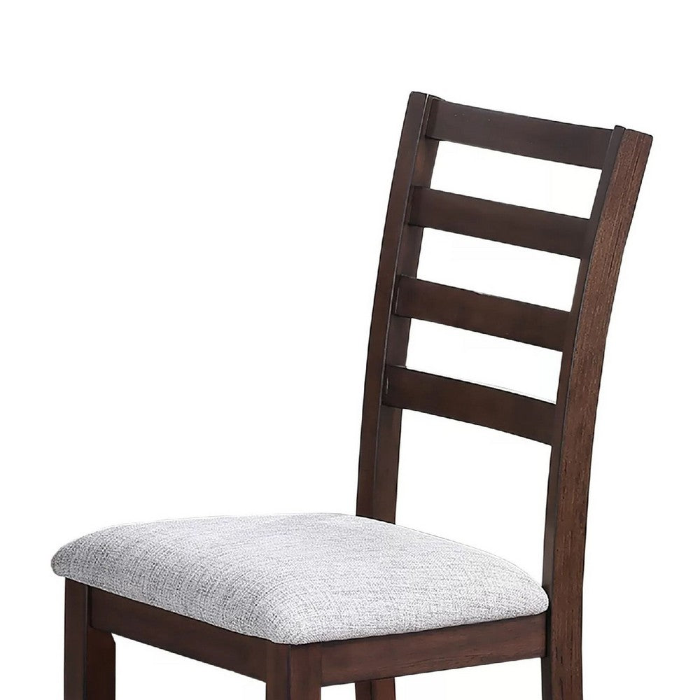 Rosanna Dining Chair Set of 2 | White Fabric Foam Seat | Walnut Brown Rubberwood