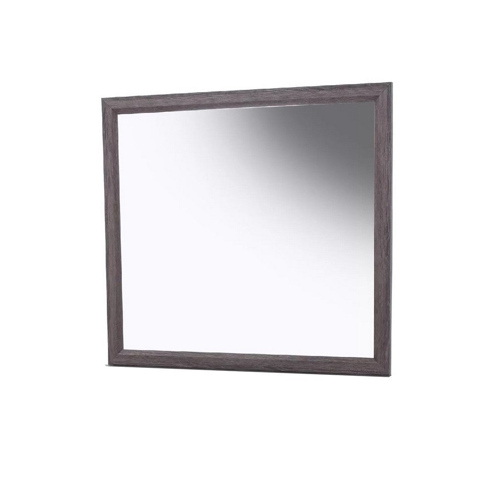 Dresser Mirror | Foil Gray Solid Wood | 35x39 Broad Frame Design BM341045