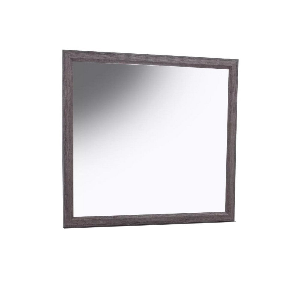 Dresser Mirror | Foil Gray Solid Wood | 35x39 Broad Frame Design BM341045