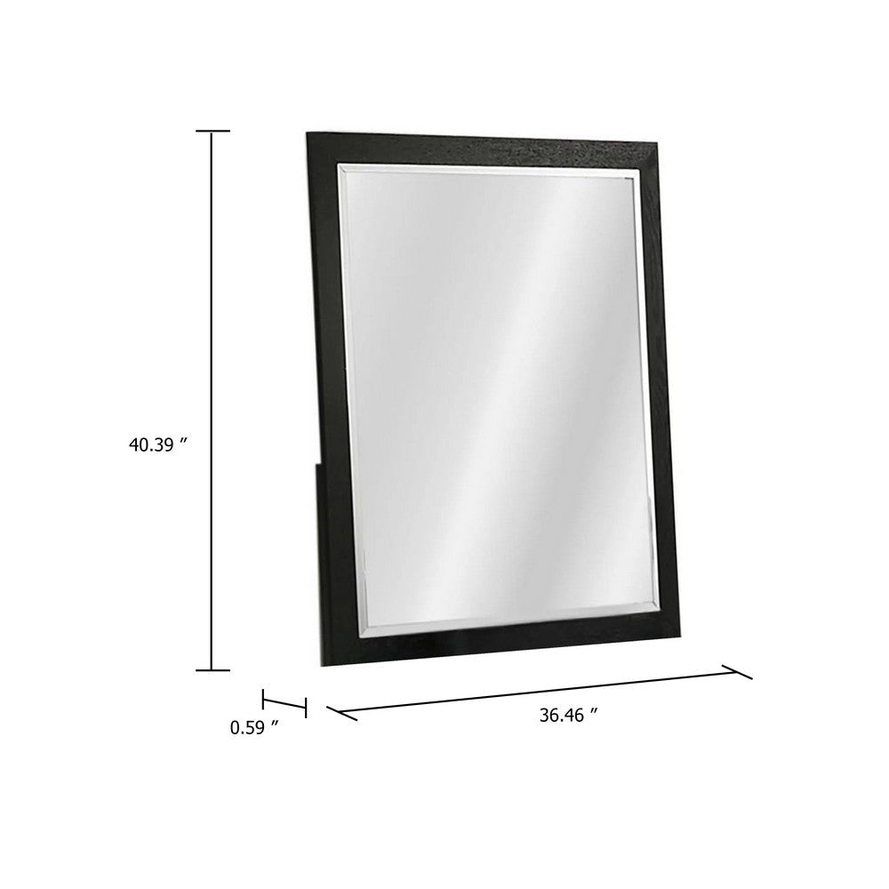 Portrait Dresser Mirror | Black | Rubberwood | 36x40 Wide Frame Profile BM341046