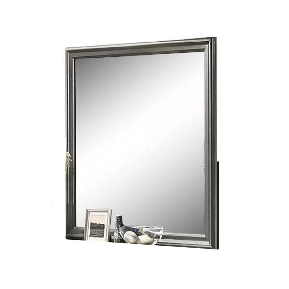 Modern Dresser Mirror | Dark Gray | Square 38’’ Solid Wood Frame BM341047