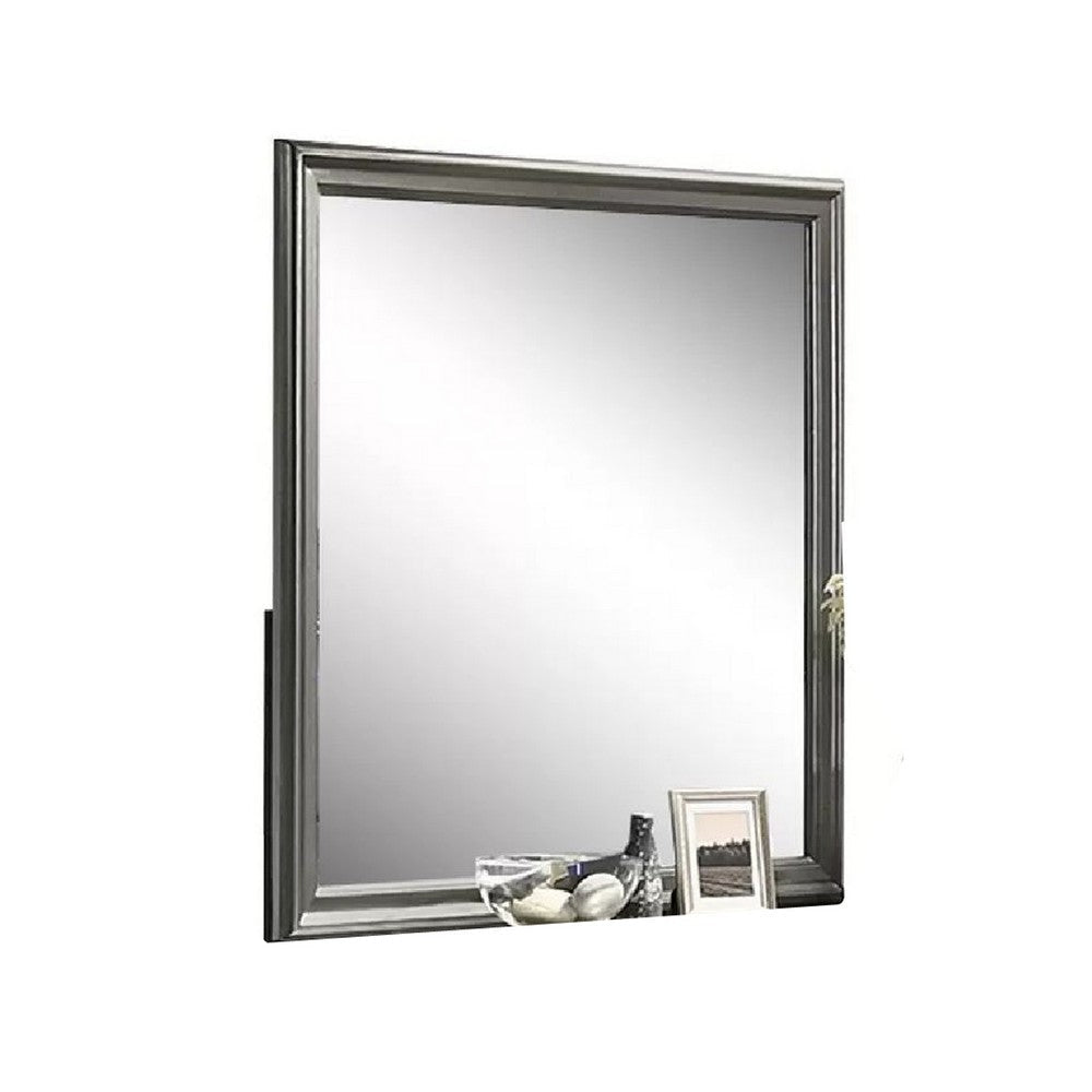 Modern Dresser Mirror | Dark Gray | Square 38’’ Solid Wood Frame BM341047