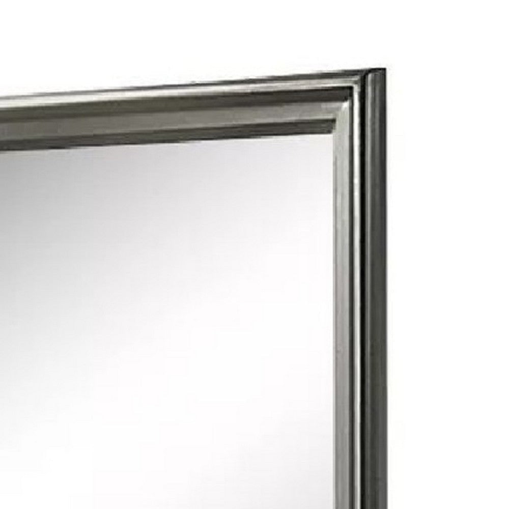 Modern Dresser Mirror | Dark Gray | Square 38’’ Solid Wood Frame BM341047