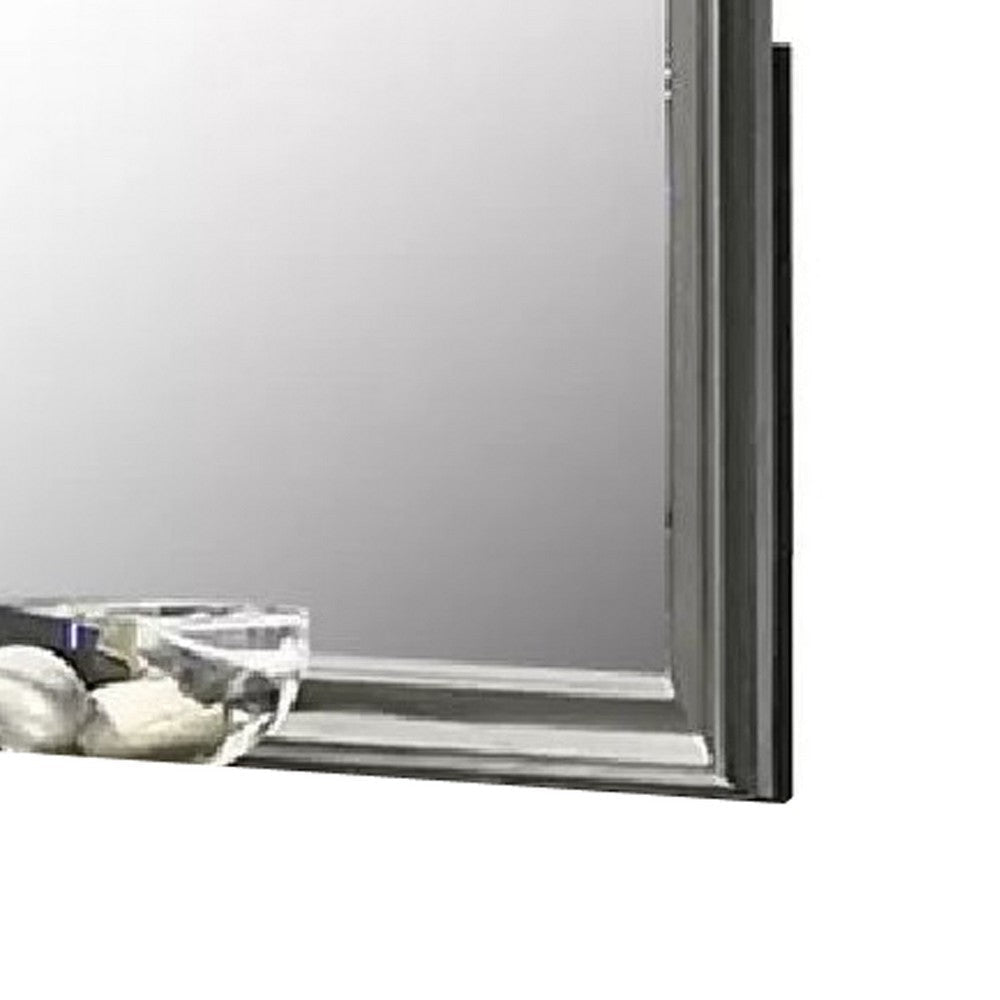 Modern Dresser Mirror | Dark Gray | Square 38’’ Solid Wood Frame BM341047