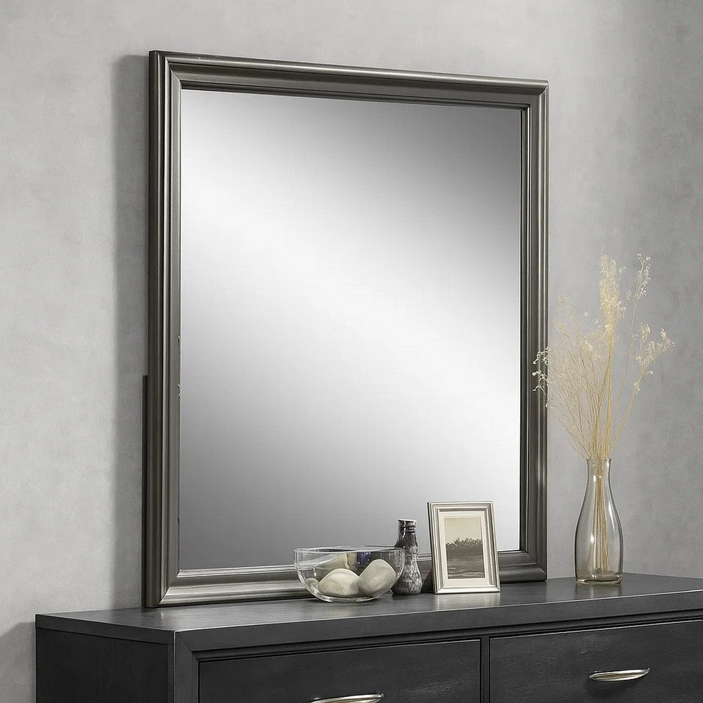 Modern Dresser Mirror | Dark Gray | Square 38" Solid Wood Frame