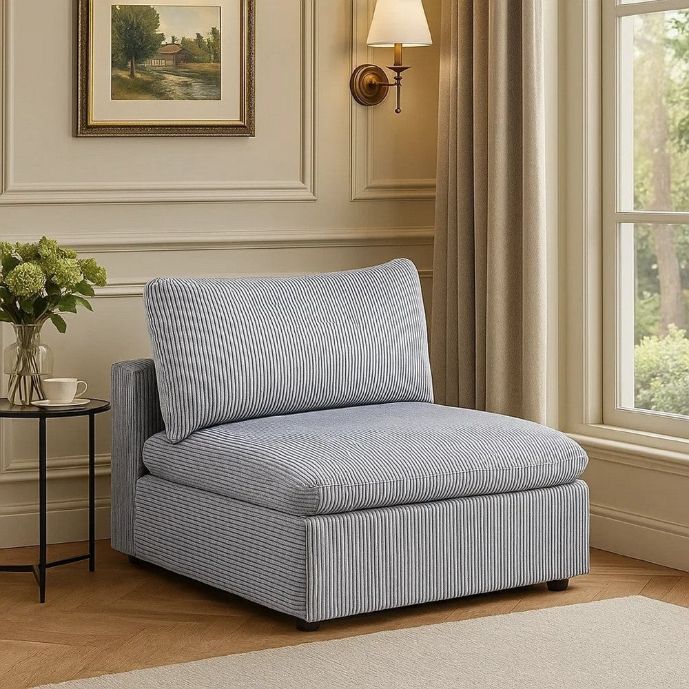 Nolan Armless Modular Chair w Square Frame | Light Gray Corduroy