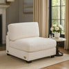 Nolan Armless Modular Chair w Square Frame | Plush Beige Corduroy