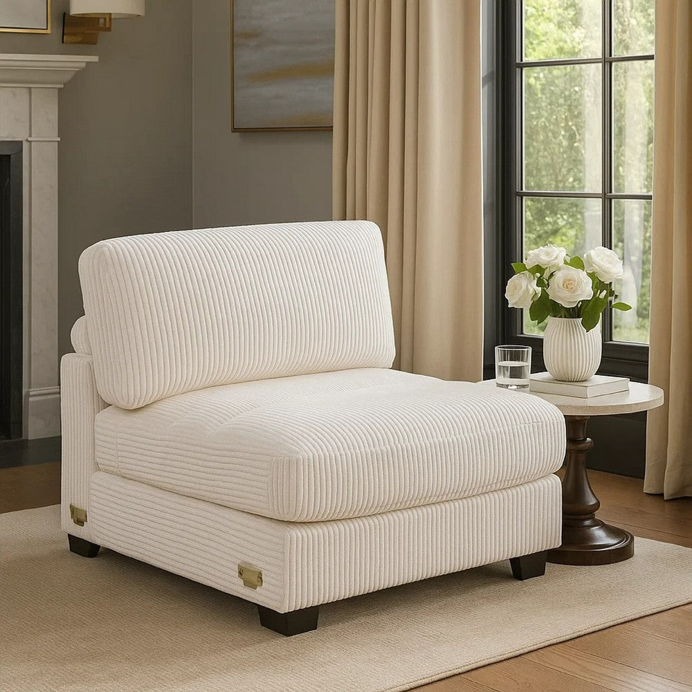 Nolan Armless Modular Chair w Square Frame | Plush Beige Corduroy