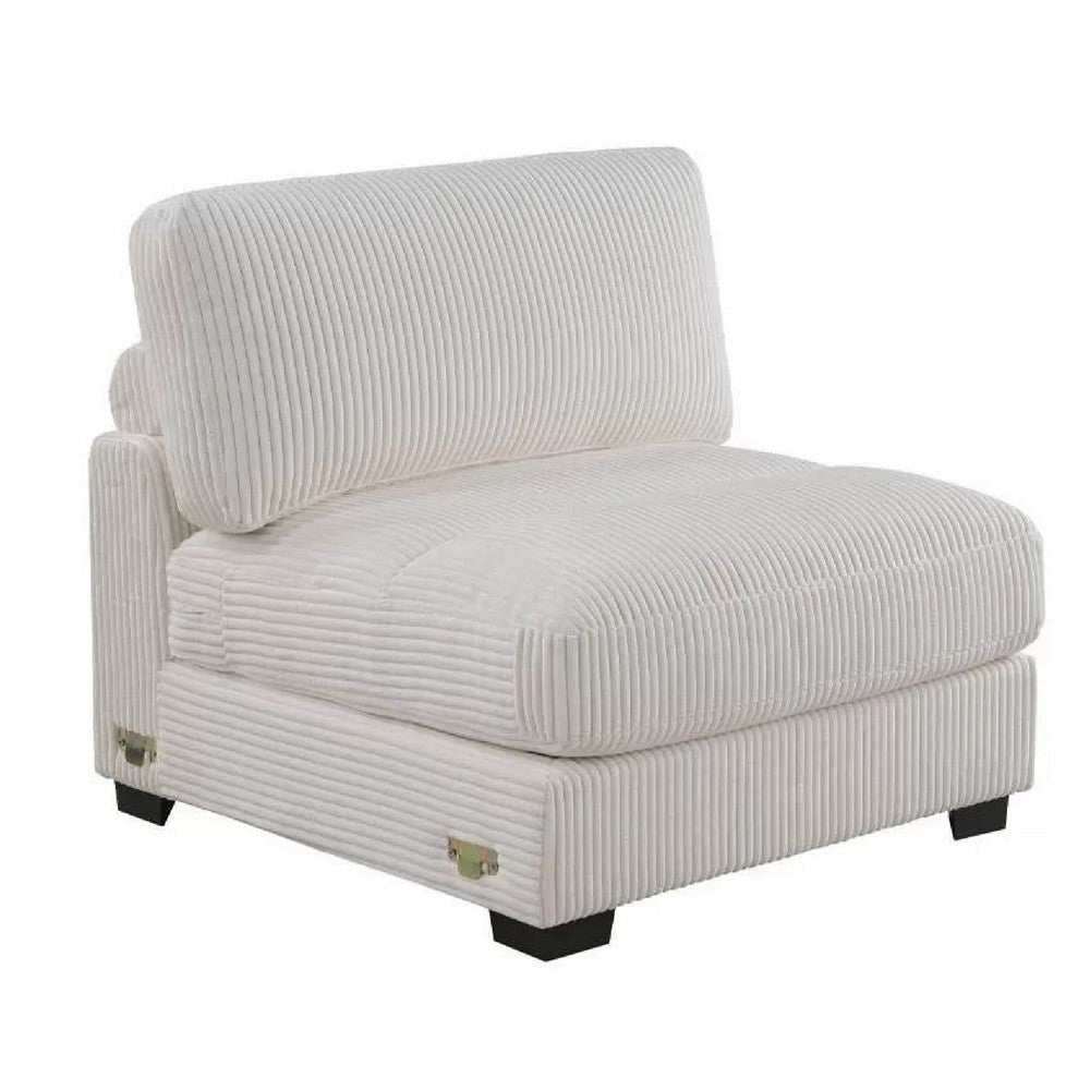 Nolan Armless Modular Chair w Square Frame | Plush Beige Corduroy