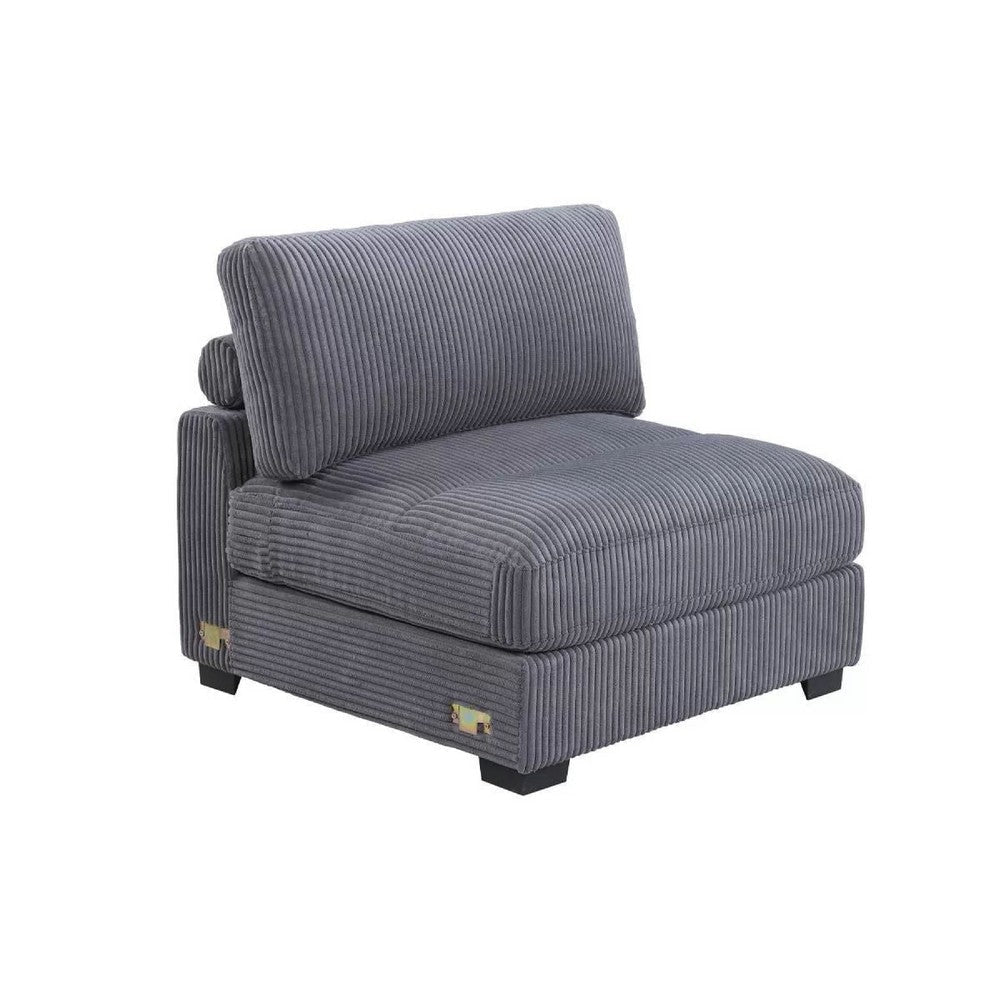 Nolan Armless Modular Chair w Square Frame | Dark Gray Corduroy