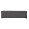 Kenny Ottoman | Underseat Drawer | Blue-Gray Button Tufted Boucle | 60"